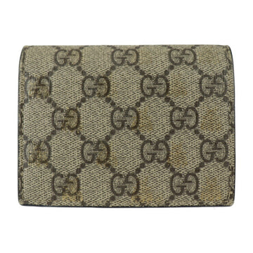 GUCCI Compact Wallet Bifold 508757 GG Supreme Canvas Leather Beige Brown Gold Black BEE Bee