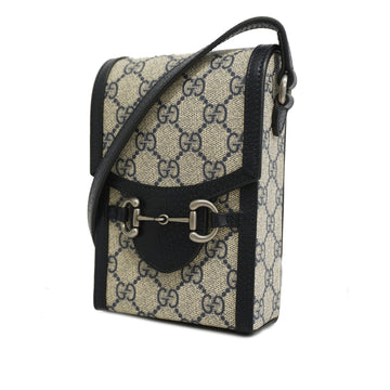 Gucci Shoulder Bag Horsebit 625615 GG Supreme Beige/Navy Silver metal