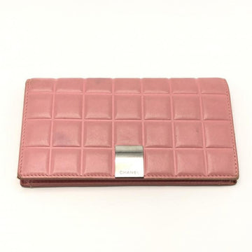 CHANEL chocolate bar long wallet pink
