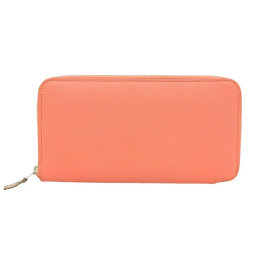 Hermes Azap Long Silk-in Round Zipper Wallet Epson Flamingo Salmon Pink Series Q Engraved