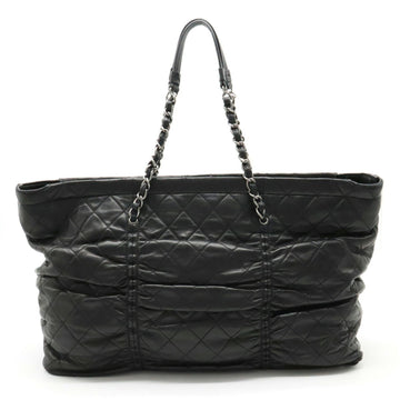 CHANEL Matelasse Gathered Chain Tote Bag Shoulder Leather Black