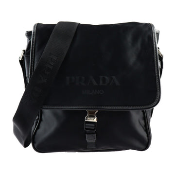 PRADA shoulder bag VA0770 nylon leather black silver hardware messenger