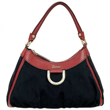 Gucci Handbag Black Red Gold GG Abbey 190525 Canvas Leather GUCCI Bag