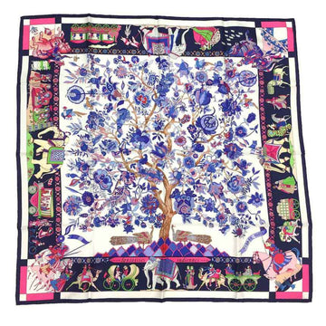 HERMES Carre 90 Scarf Muffler fantaisies indiennes Dazzling India 100% Silk x Purple