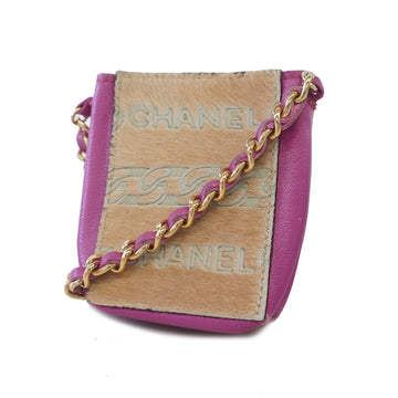 Chanel Chain Pouch Women's Leather Pouch Beige,Pink