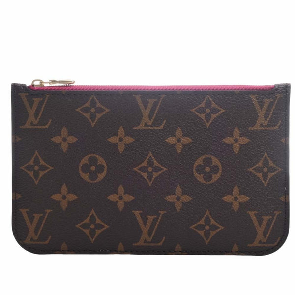 Louis Vuitton Monogram Neverfull PM Pouch Brown Pink Ladies