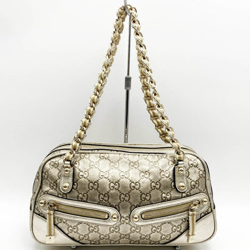 GUCCI GG pattern shoulder bag sima chain gold leather ladies 152462 USED