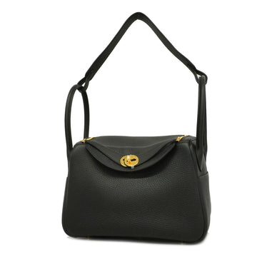 Hermes Lindy 2WAY Bag Lindy 26 U Stamp Women's Taurillon Clemence Leather Handbag,Shoulder Bag Black