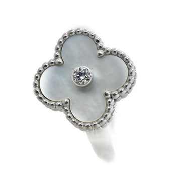 VAN CLEEF & ARPELS Vintage Alhambra Ring Mother of Pearl/1P Diamond K18WG #53