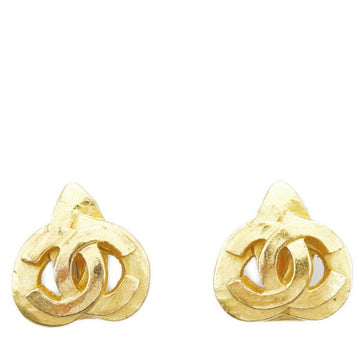 CHANEL Coco Mark Heart Motif Earrings Gold Plated Ladies