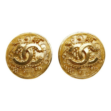CHANEL coco mark round earrings gold plated ladies