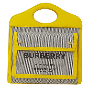 Burberry bag Lady's 2way pocket canvas leather gray yellow