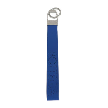 BOTTEGA VENETA key holder 578208 leather metal blue silver fittings ring charm hand strap punching logo