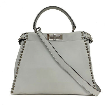 Fendi Peek-A-Boo Regular Gray 8BN290 A0K8 F136H 2WAY Bag Calf Leather FENDI Ladies Studs Icon Shoulder Handbag