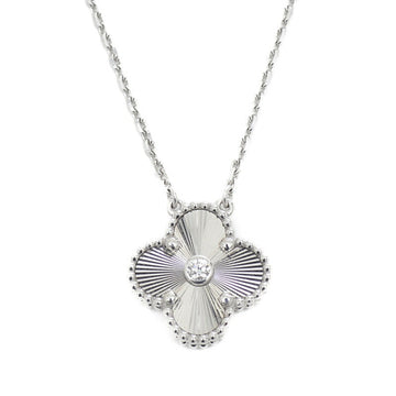 VAN CLEEF & ARPELS Vintage Alhambra Necklace 1P Diamond K18WG Guilloche 2020 Limited