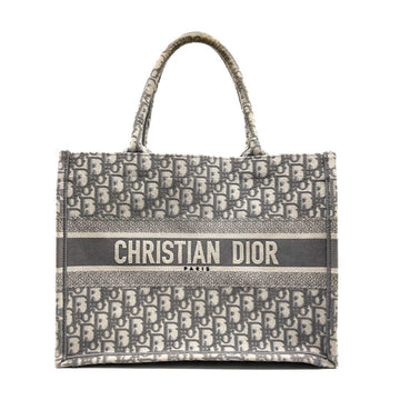 CHRISTIAN DIOR Handbag Tote Bag Book Medium Canvas Gray Unisex