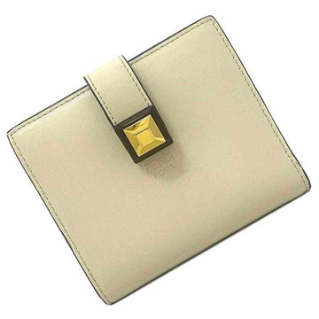 FENDI bi-fold wallet beige gold orange 8M0386 studded leather  mini women's