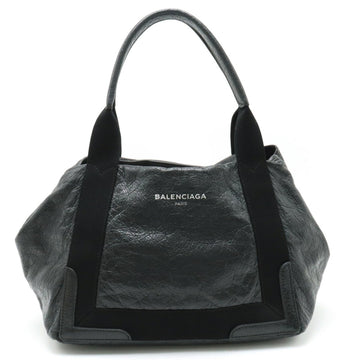 BALENCIAGA Exclusive Line Navy Hippo S Tote Bag Handbag Leather Black 339933