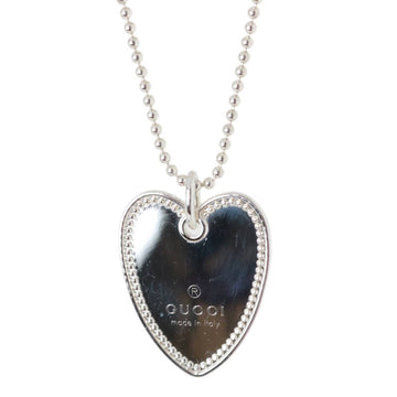 GUCCI / Gucci Heart Plate Necklace Tag Pendant Ball Cut Chain Silver 925 Men's Women's