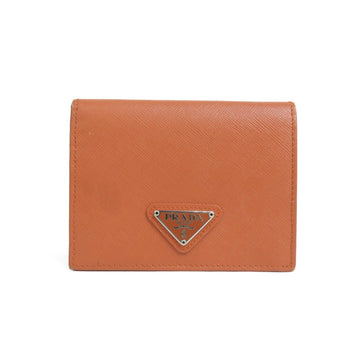 PRADA bifold wallet leather orange unisex