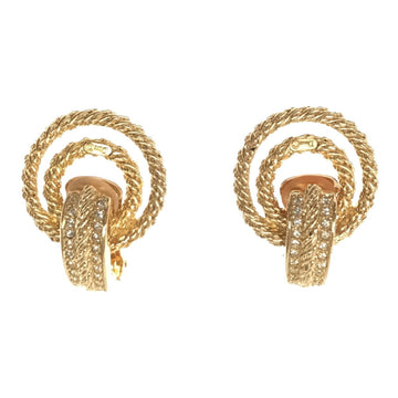 CHRISTIAN DIOR Rhinestone Big Earrings Accessories Women's Gold VINTAGE OLD ITSRN157RU90 RM2878M