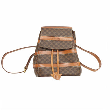 CELINE Macadam Stripe Backpack PVC Leather Brown Mini Rucksack Ladies