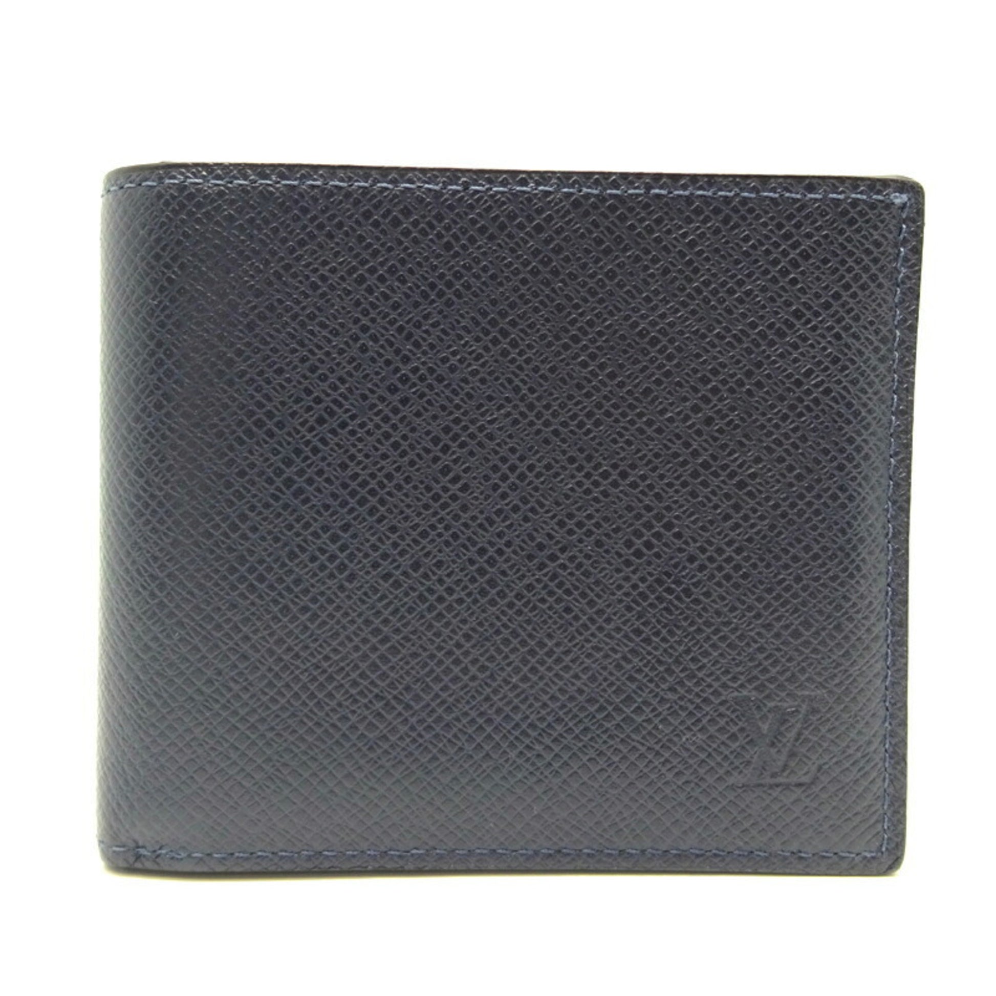 Louis Vuitton Blue Taiga Leather Bifold Wallet Louis Vuitton