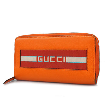 Gucci long wallet 459138 leather orange silver Metal