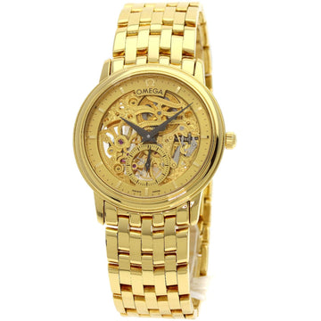 OMEGA 5016.10.01 Skeleton De Ville Prestige World Limited 100 Manufacturer Complete Watch K18 Yellow Gold K18YG Men's