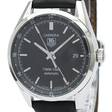 TAG HEUERPolished  Carerra Twin Time Steel Automatic Mens Watch WV2115 BF562524