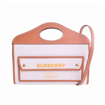 Burberry canvas pocket pouch handbag ivory / brown