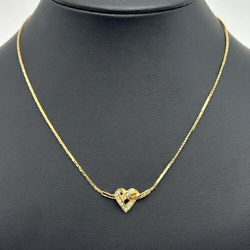 CHRISTIAN DIOR Heart Design Necklace Rhinestone Gold Color ITLJKVJFVMMA