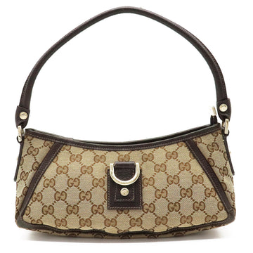 Gucci Abbey GG canvas shoulder bag handbag leather khaki beige dark brown 130939