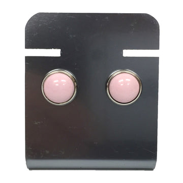 HERMES Eclipse Earrings Pink x Silver Cloisonne Round H Catch