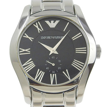 ARMANI Watch AR-0680 Stainless Steel Made in Italy Silver Quartz Analog Display Black Dial Men's