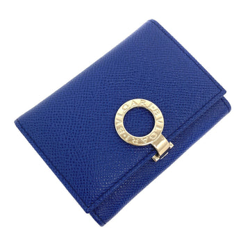 Bvlgari Card Case 36322 Grain Leather Blue Dahlia Ladies BVLGARI