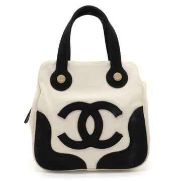CHANEL Marshmallow Bag Coco Mark Tote Handbag Canvas White Black A24227
