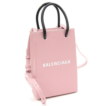 BALENCIAGA Handbag Phone Holder 593826 Pink Black Leather Shoulder Bag Bicolor Women's