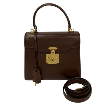 GUCCI Old  Ladylock Hardware Leather 2way Handbag Shoulder Bag Bordeaux 31315