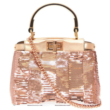 Fendi Mini Peek-A-Boo 8BN309 Sequin Leather Pink 2WAY Handbag Bag 0069 FENDI