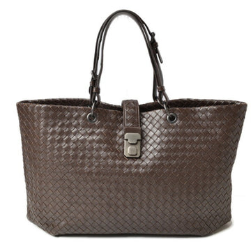 BOTTEGA VENETA tote bag size  intrecciato leather dark brown