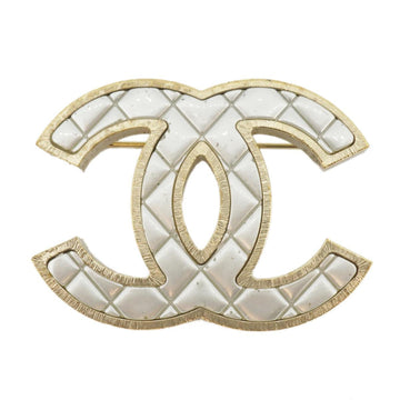CHANEL brooch here mark matelasse GP plated metal material gold silver B17V ladies