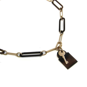 HERMES Amulet Padlock GM Buffalo Horn,Metal Women's Pendant Necklace [Beige,Dark Brown,Gold]