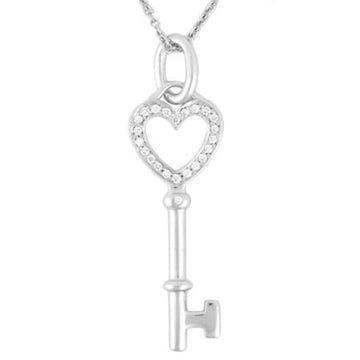 TIFFANY & Co Heart Key Mini Necklace Diamond K18WG Pendant