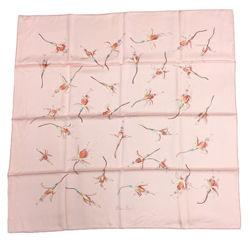 HERMES Scarf Carre 90 Fleurs De Fuchsia Flower Pink 100% Silk