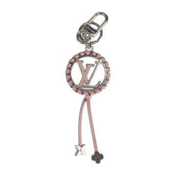 LOUIS VUITTON Portocre Berry LV Circle Key Holder M63081 Metal Leather Silver Pink Monogram Flower Bag Charm Ring