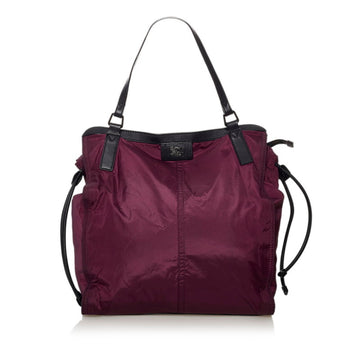 Burberry Nova Check Handbag Purple Nylon Leather Ladies BURBERRY