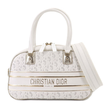 CHRISTIAN DIOR DIOR VIBE Medium Classic 2way Bowling Shoulder Bag Leather Rubber White Gold M6204ODDT