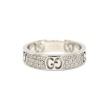 GUCCI K18WG Icon Diamond Ring Size 8.5 Women's