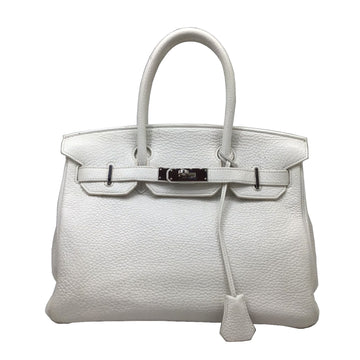 HERMES Birkin 30 Taurillon Clemence White Silver Hardware Handbag Bag Women's Men's Unisex X Engraved [2016]